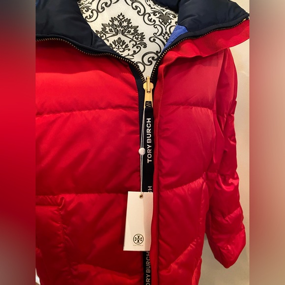 Tory Burch Reversible Blue/Red Puffer Jacket - Picture 4 of 11